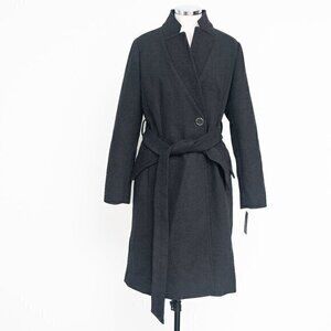 Kenneth Cole. Inverted Collar‎ Belted Coat